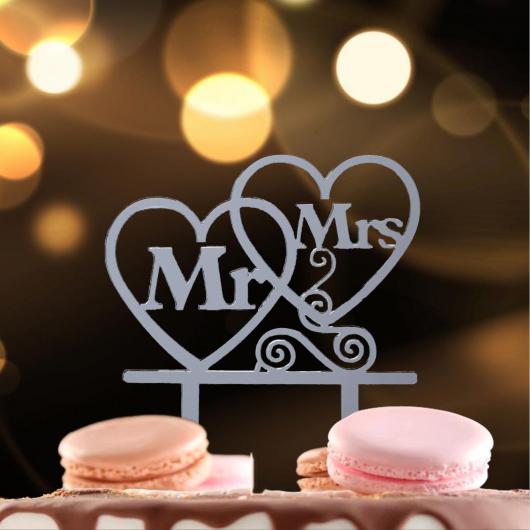 Топпер акрил Mr&Mrs, серебро
