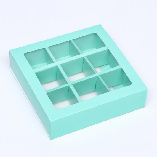Коробка для конфет тиффани с окном 14.5×14.5×3.5 см (9)