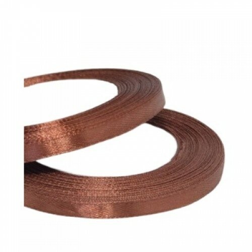 Лента атласная 0,6 см коричневая, 23 м